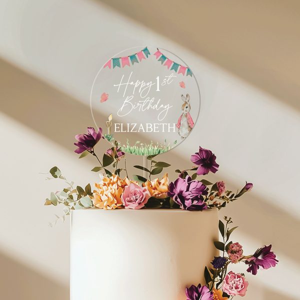 Baby Girl 1st Birthday Cake Topper, Peter Rabbit Cake Topper