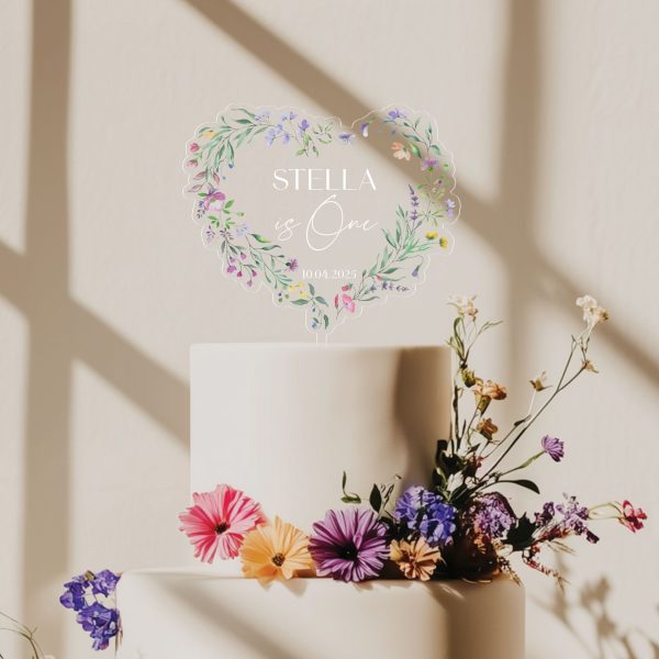 Wildflowers 1st Birthday Cake Topper, Baby Girl Birthday