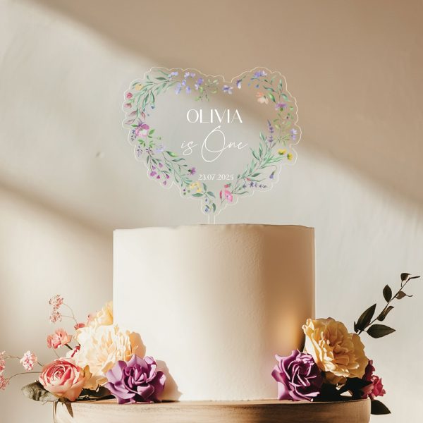 Wildflowers 1st Birthday Cake Topper, Baby Girl Birthday