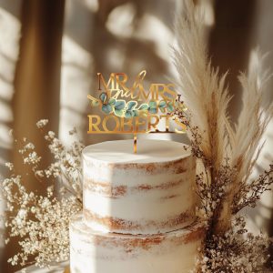 Eucalyptus Rustic Wedding Cake Topper, Cake Topper for Wedding