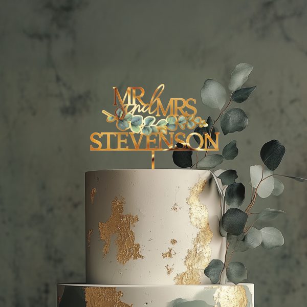 Eucalyptus Rustic Wedding Cake Topper, Cake Topper for Wedding