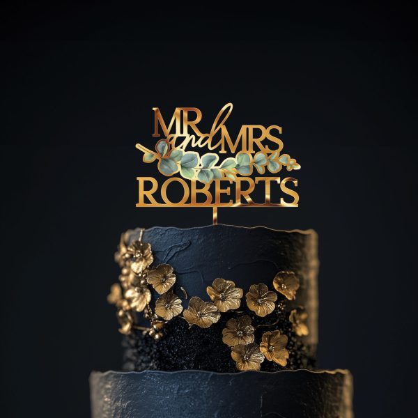 Eucalyptus Rustic Wedding Cake Topper, Cake Topper for Wedding