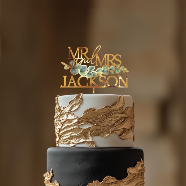 Eucalyptus Rustic Wedding Cake Topper, Cake Topper for Wedding