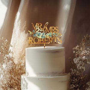 Eucalyptus Rustic Wedding Cake Topper, Cake Topper for Wedding