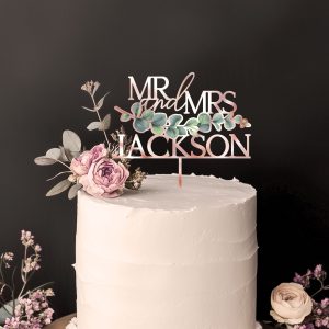 Eucalyptus Rustic Wedding Cake Topper, Cake Topper for Wedding