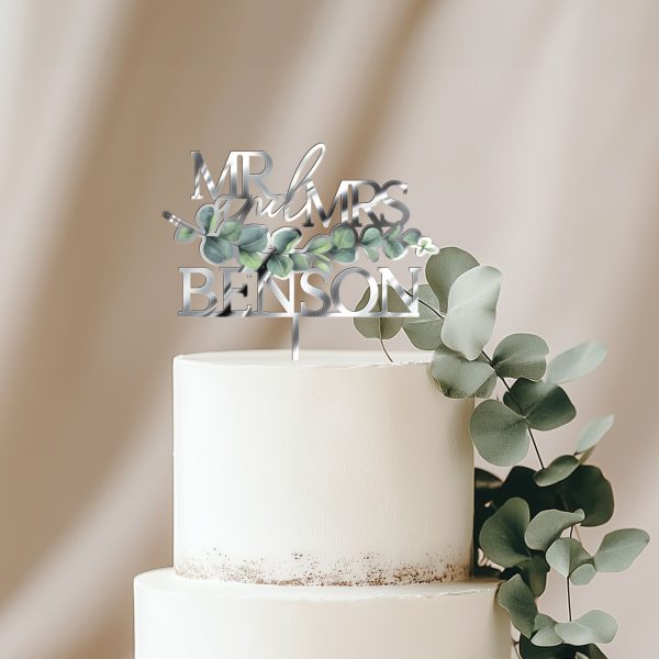 Eucalyptus Rustic Wedding Cake Topper, Cake Topper for Wedding