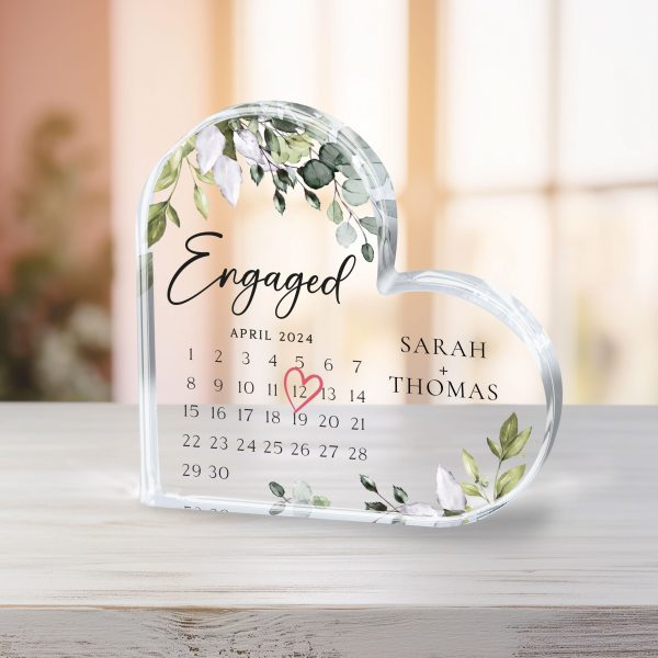 Engaged Acrylic Plaque, Personalized Wedding Gift