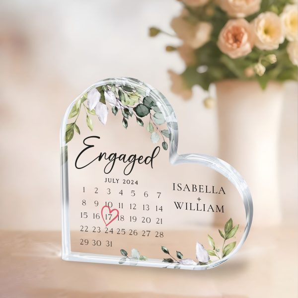Engaged Acrylic Plaque, Personalized Wedding Gift