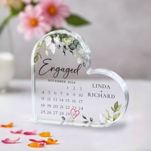 Engaged Acrylic Plaque, Personalized Wedding Gift