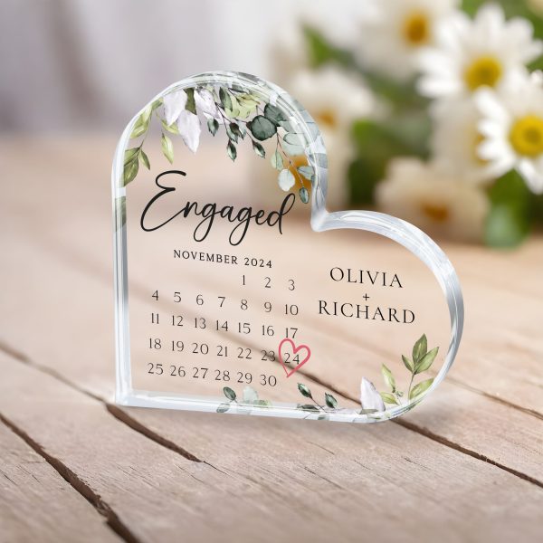 Engaged Acrylic Plaque, Personalized Wedding Gift