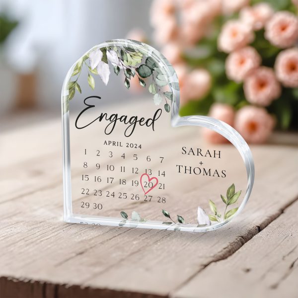 Engaged Acrylic Plaque, Personalized Wedding Gift