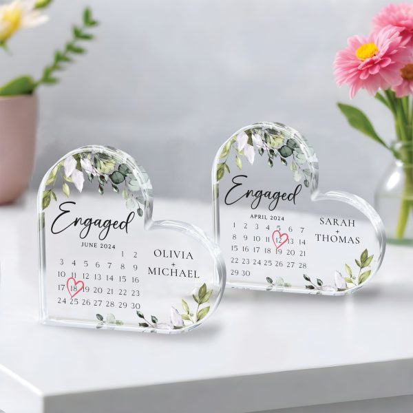 Engaged Acrylic Plaque, Personalized Wedding Gift