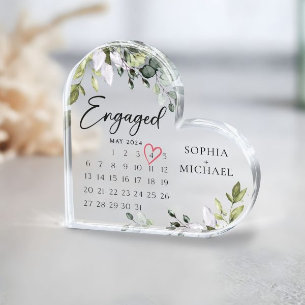 Engaged Acrylic Plaque, Personalized Wedding Gift