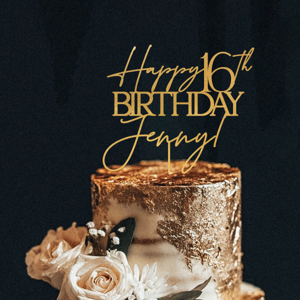 Happy Birthday Cake Topper, Personalized Name and Age