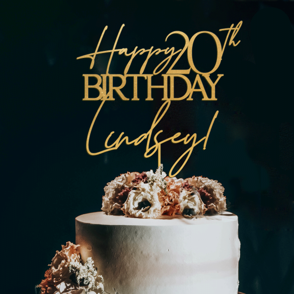 Happy Birthday Cake Topper, Personalized Name and Age
