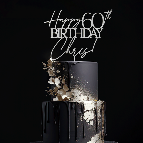Happy Birthday Cake Topper, Personalized Name and Age