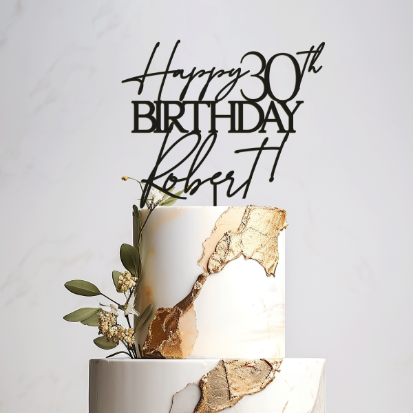 Happy Birthday Cake Topper, Personalized Name and Age