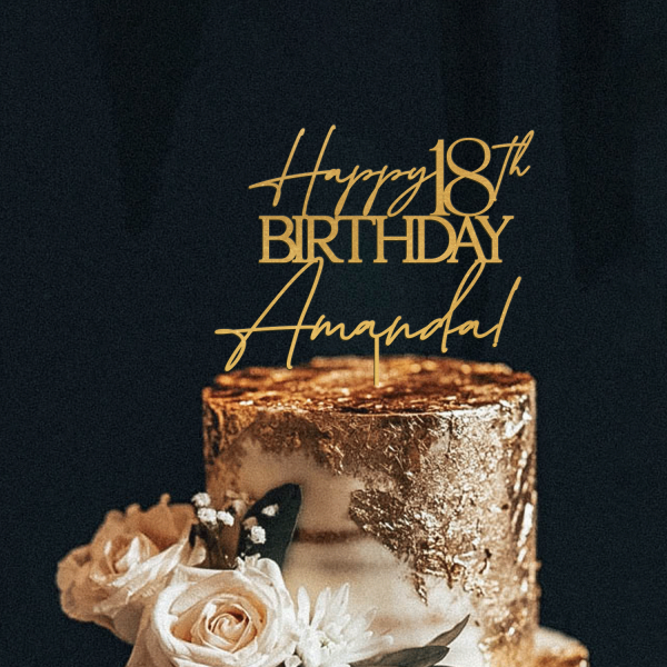 Happy Birthday Cake Topper, Personalized Name and Age