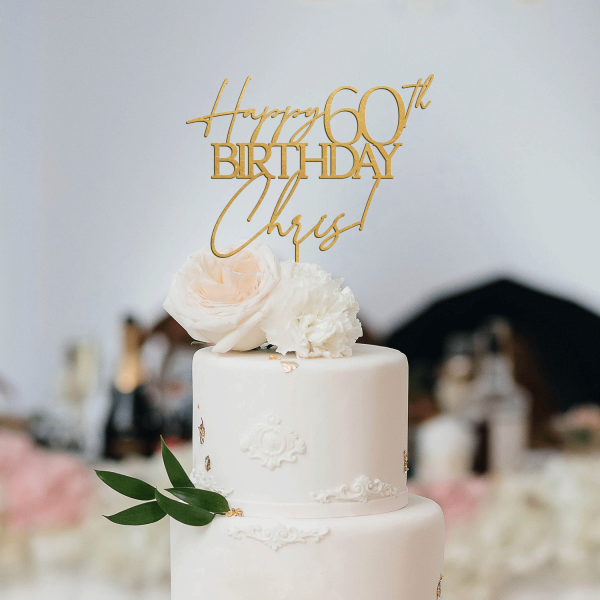 Happy Birthday Cake Topper, Personalized Name and Age