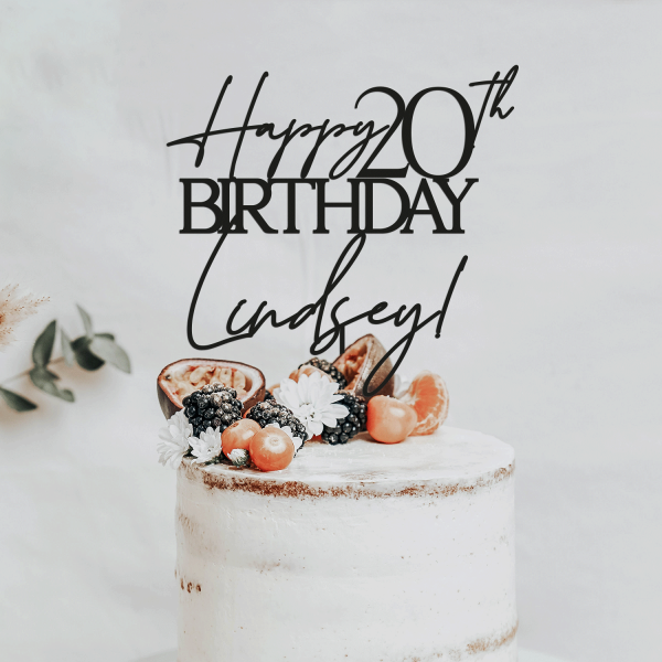 Happy Birthday Cake Topper, Personalized Name and Age