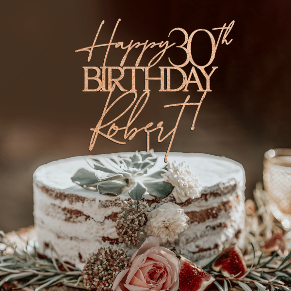 Happy Birthday Cake Topper, Personalized Name and Age