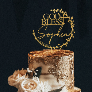 Personalized Christening Cake Topper, God Bless Cake Topper