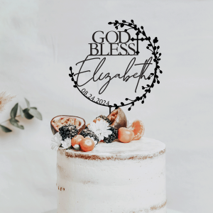 Personalized Christening Cake Topper, God Bless Cake Topper