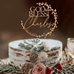 Personalized Christening Cake Topper, God Bless Cake Topper