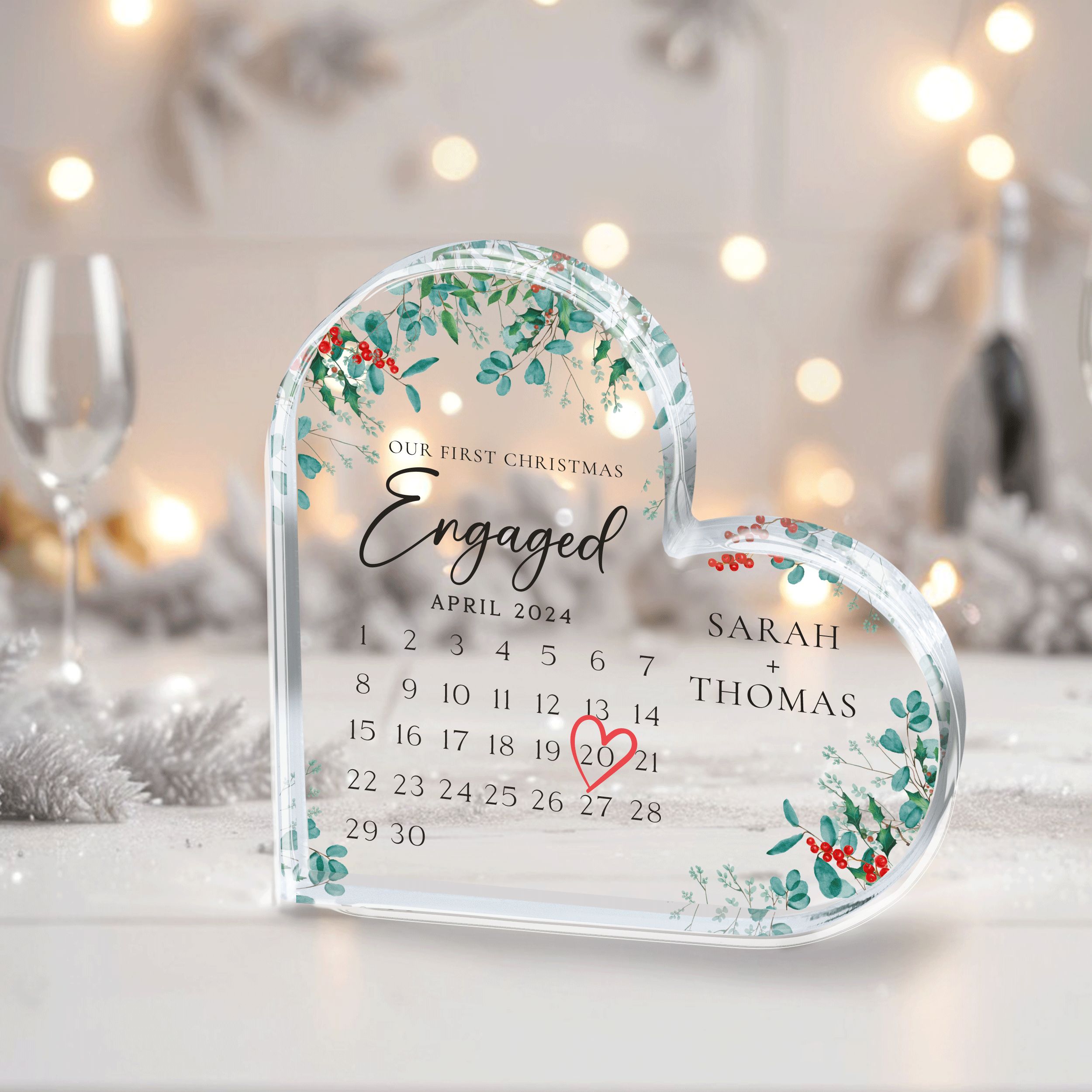 MN38Y---Acrylic-Heart---Our-First-Christmas-Engaged_0001_Group-5 First Christmas Engaged Gift, Personalized Christmas Gift