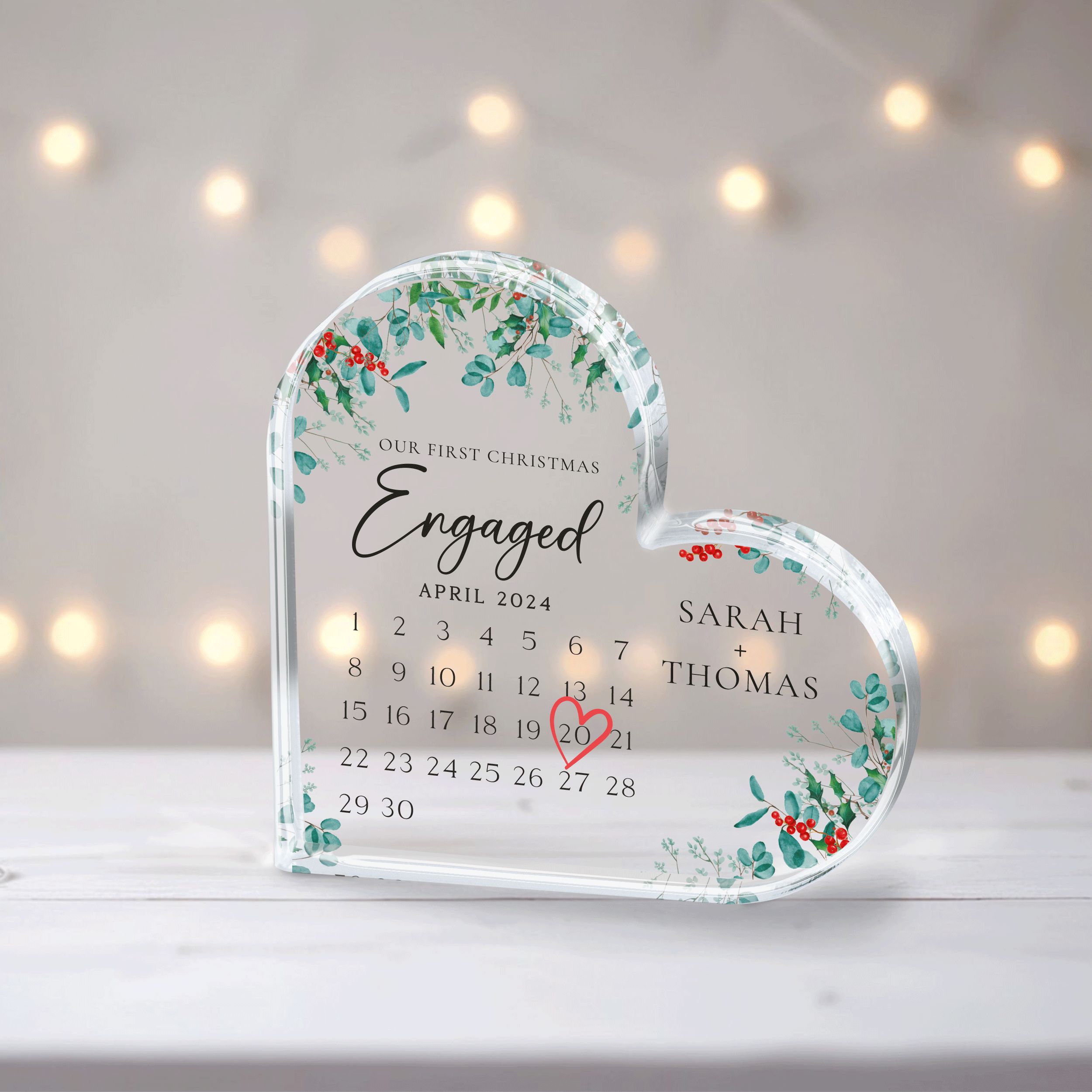 MN38Y---Acrylic-Heart---Our-First-Christmas-Engaged_0005_Group-1 First Christmas Engaged Gift, Personalized Christmas Gift