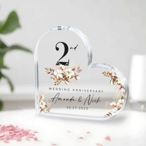 2nd Wedding Anniversary Plaque, Cotton Anniversary Gift