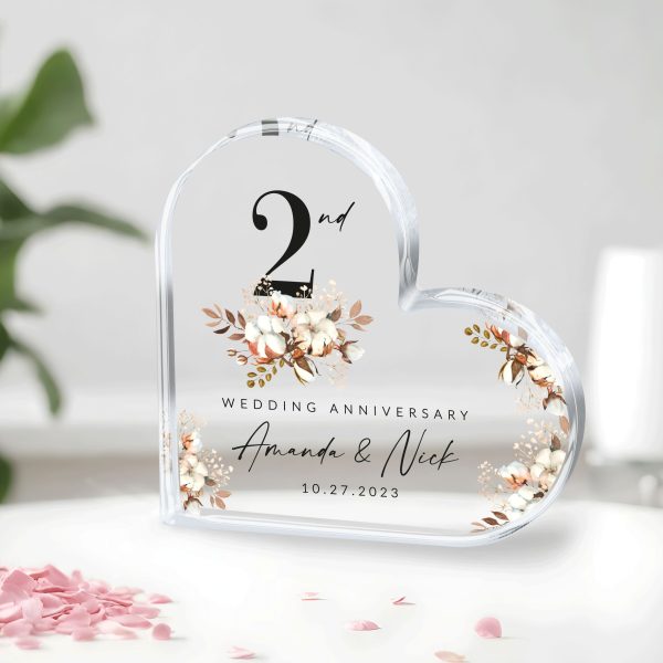 2nd Wedding Anniversary Plaque, Cotton Anniversary Gift