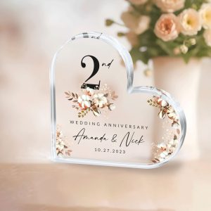 2nd Wedding Anniversary Plaque, Cotton Anniversary Gift