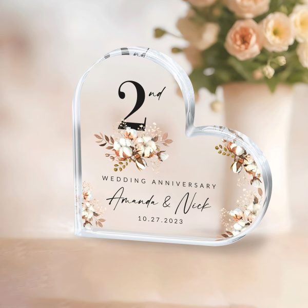 2nd Wedding Anniversary Plaque, Cotton Anniversary Gift