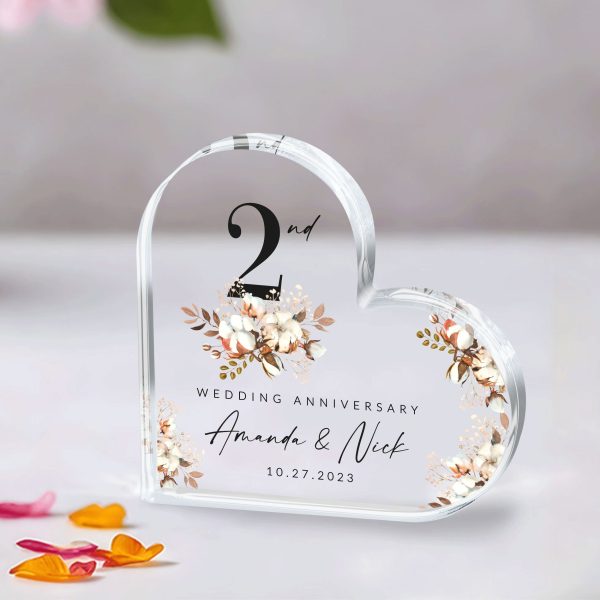 2nd Wedding Anniversary Plaque, Cotton Anniversary Gift