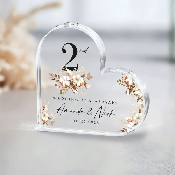 2nd Wedding Anniversary Plaque, Cotton Anniversary Gift