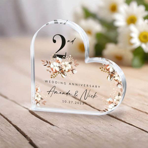 2nd Wedding Anniversary Plaque, Cotton Anniversary Gift