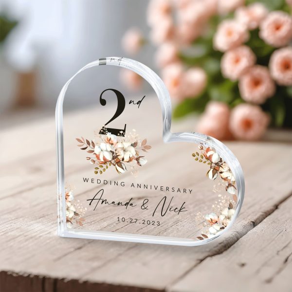 2nd Wedding Anniversary Plaque, Cotton Anniversary Gift