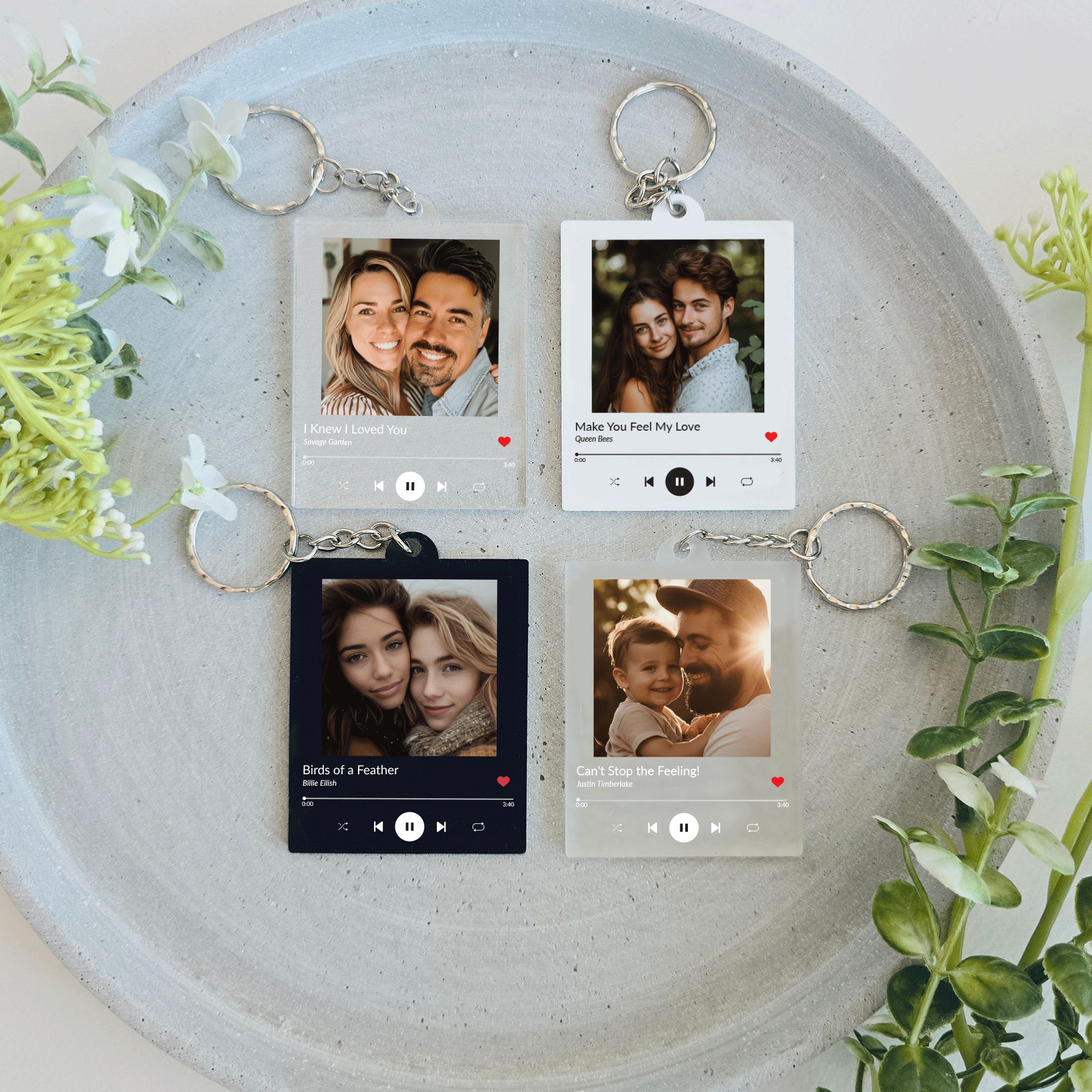 MNX41Y - Music Keychain (2) Song Keychain Gift, Personalized Album Keyring, Music Keyring