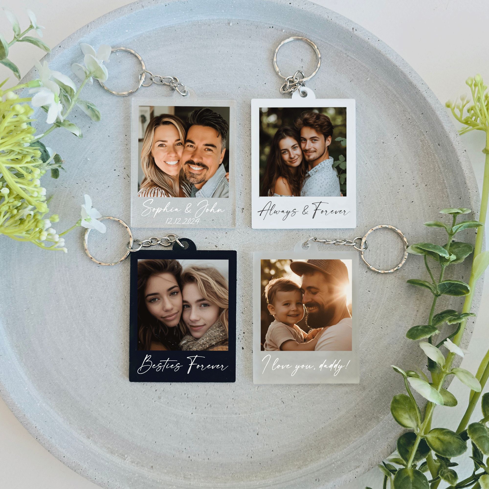 MNX42Y - Keychain (2) Personalized Photo Keychain, Custom Photo Keyring