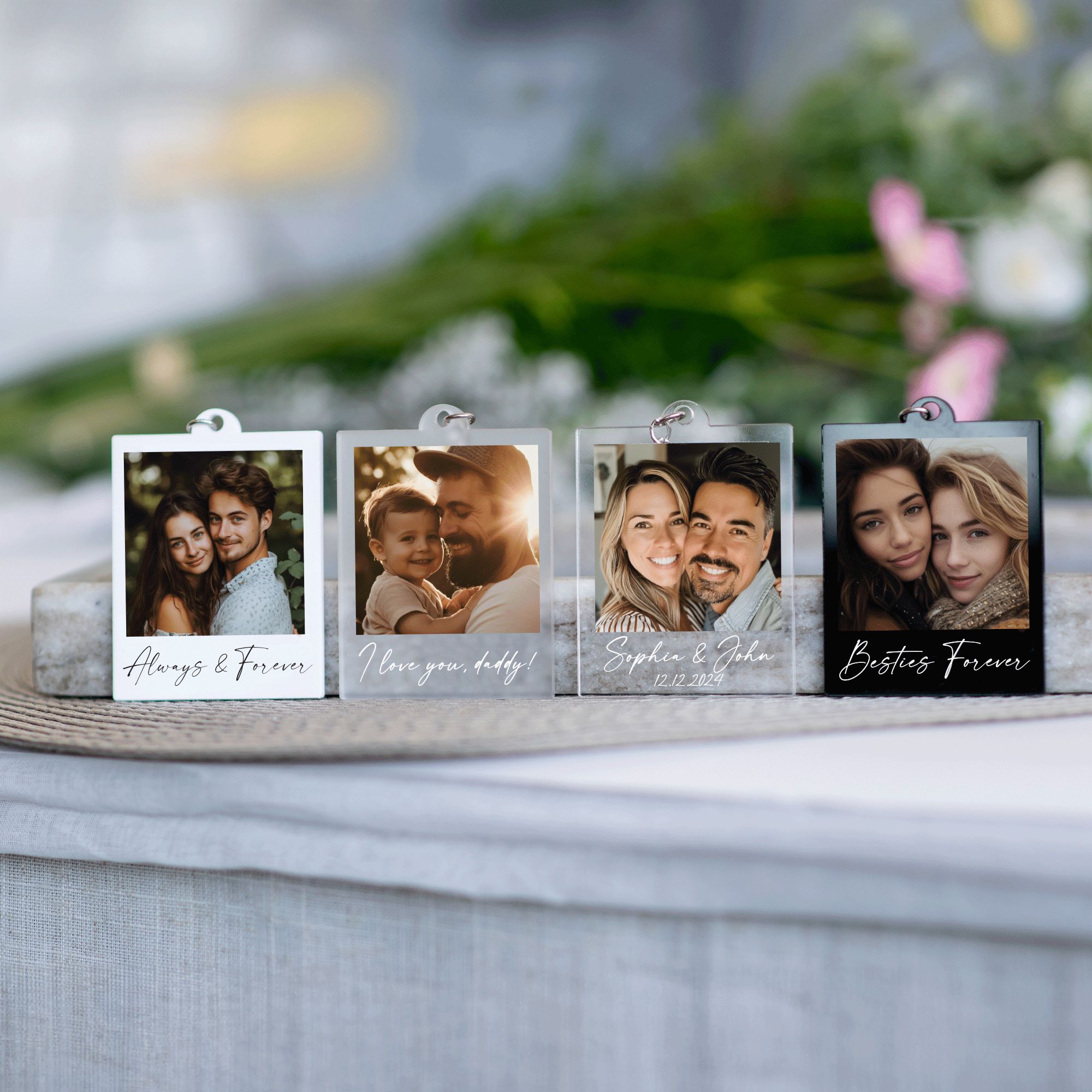 MNX42Y - Keychain (4) Personalized Photo Keychain, Custom Photo Keyring