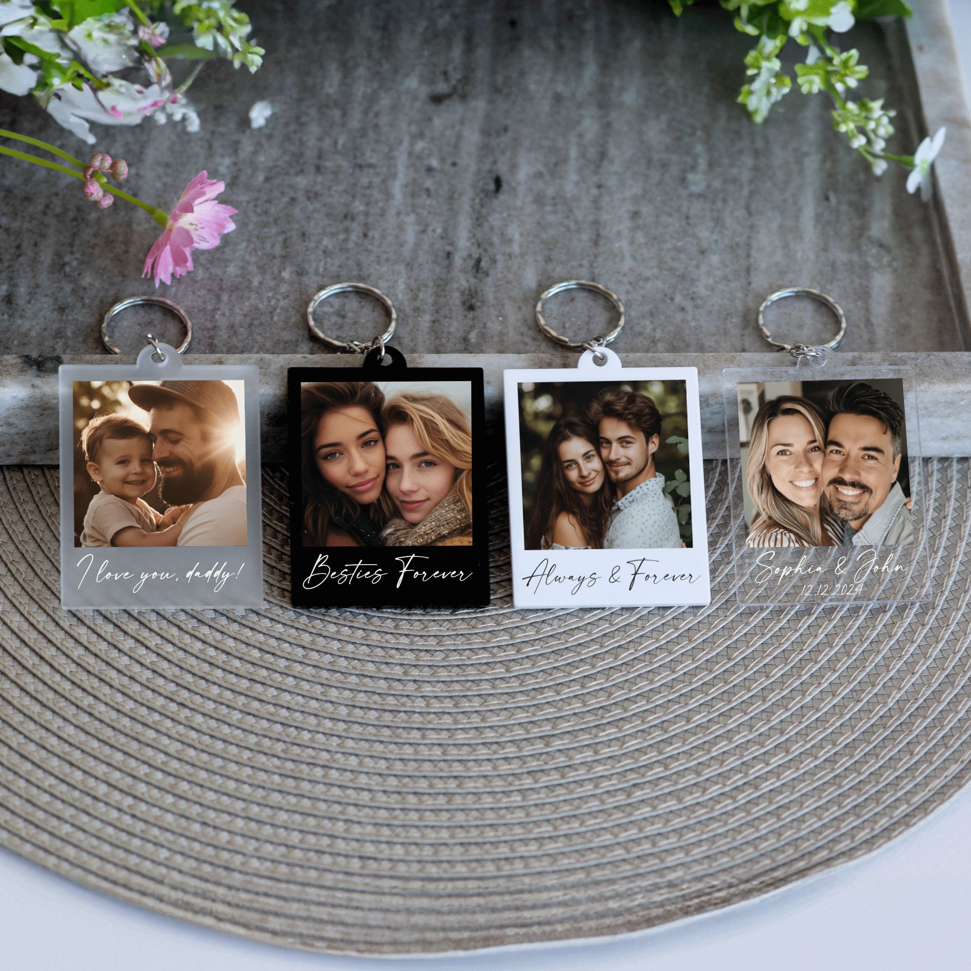 MNX42Y - Keychain (7) Personalized Photo Keychain, Custom Photo Keyring