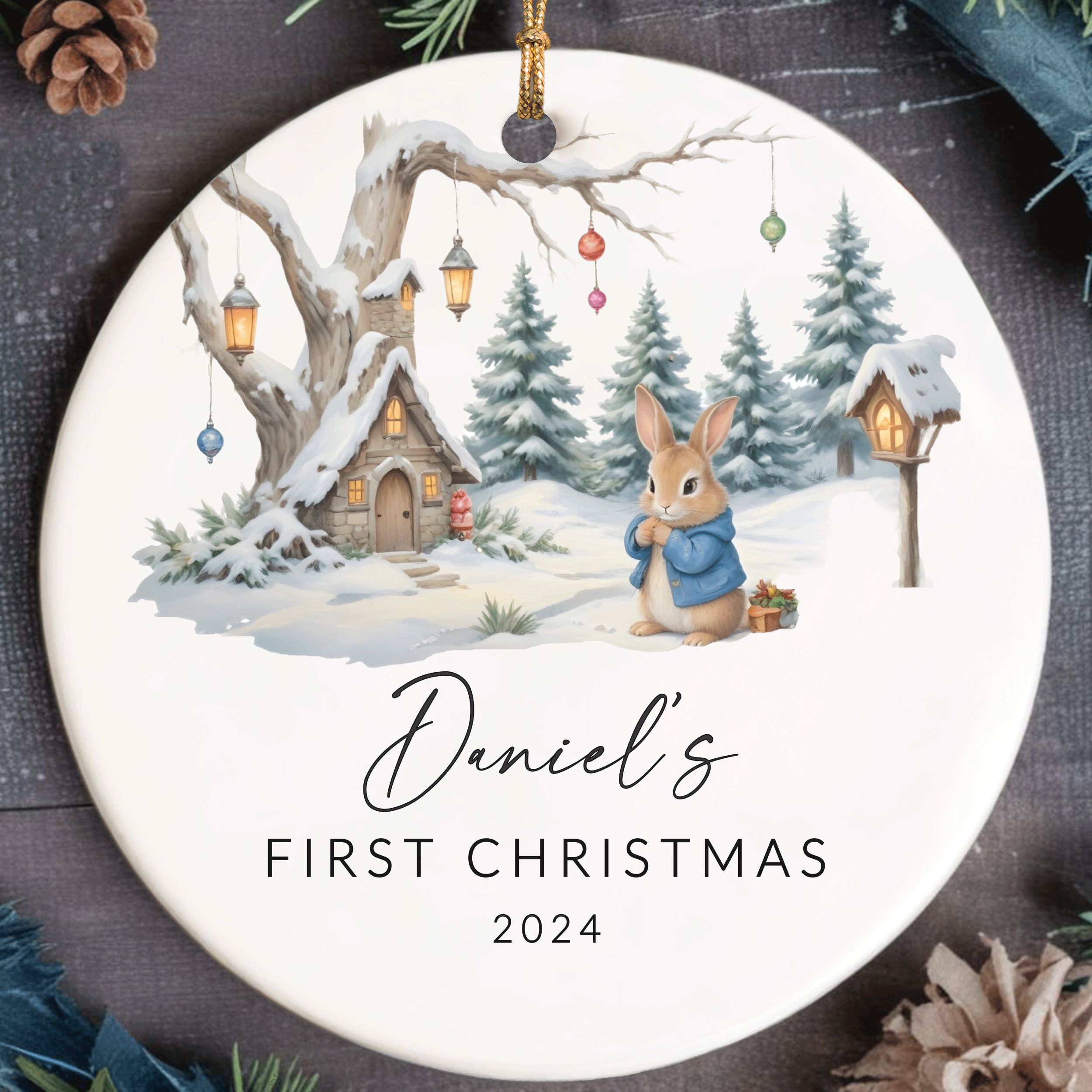 MNX59F-&-MNX60F----First-Christmas---Bunny-Boy-and-Girl_0001_Group-2 Baby First Christmas Ornament, Baby Boy Baby Girl Christmas Gift