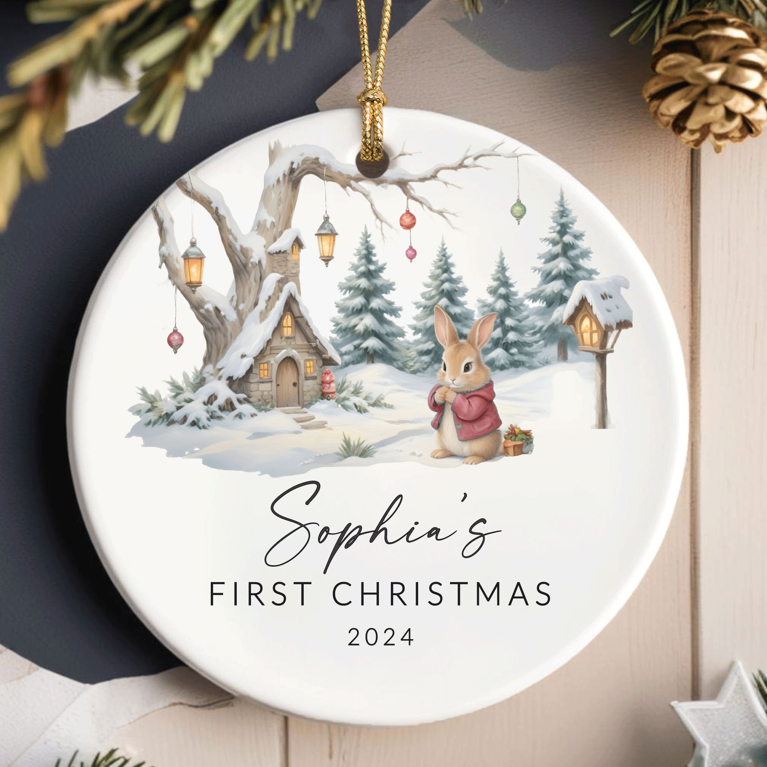 MNX59F-&-MNX60F----First-Christmas---Bunny-Boy-and-Girl_0003_Group-4 Baby First Christmas Ornament, Baby Boy Baby Girl Christmas Gift