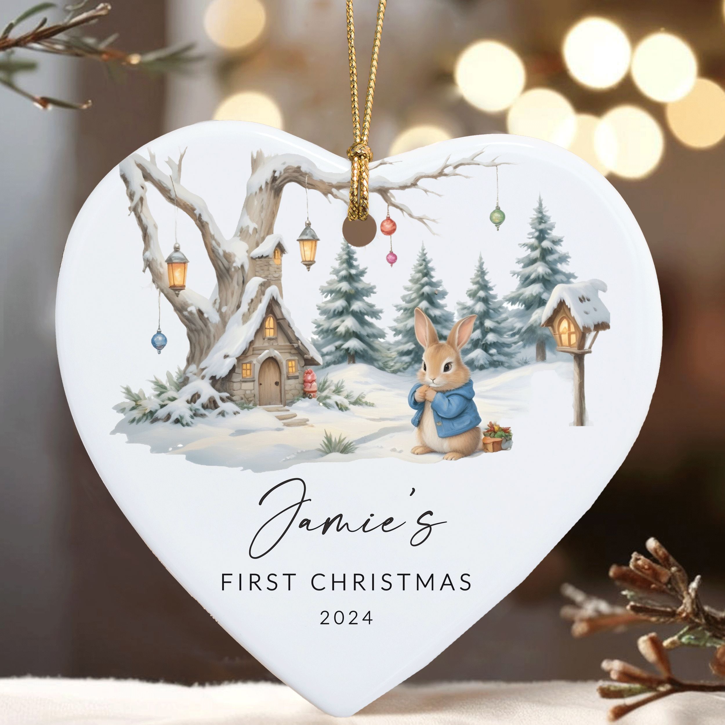 MNX59F-&-MNX60F----First-Christmas---Bunny-Boy-and-Girl_0004_Group-5 Baby First Christmas Ornament, Baby Boy Baby Girl Christmas Gift