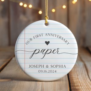 First Anniversary Ornament, 1st Anniversary Gift, Paper Wedding Anniversary Ornament