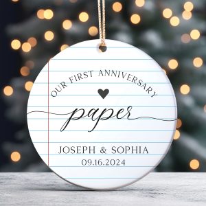 First Anniversary Ornament, 1st Anniversary Gift, Paper Wedding Anniversary Ornament