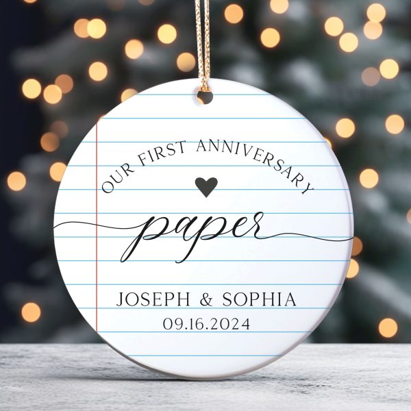 First Anniversary Ornament, 1st Anniversary Gift, Paper Wedding Anniversary Ornament