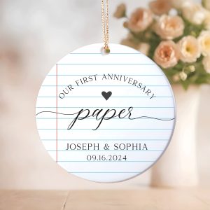 First Anniversary Ornament, 1st Anniversary Gift, Paper Wedding Anniversary Ornament