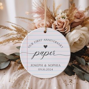 First Anniversary Ornament, 1st Anniversary Gift, Paper Wedding Anniversary Ornament